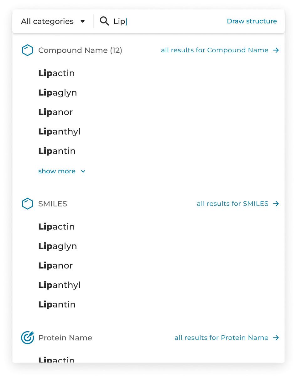 Quick search interface