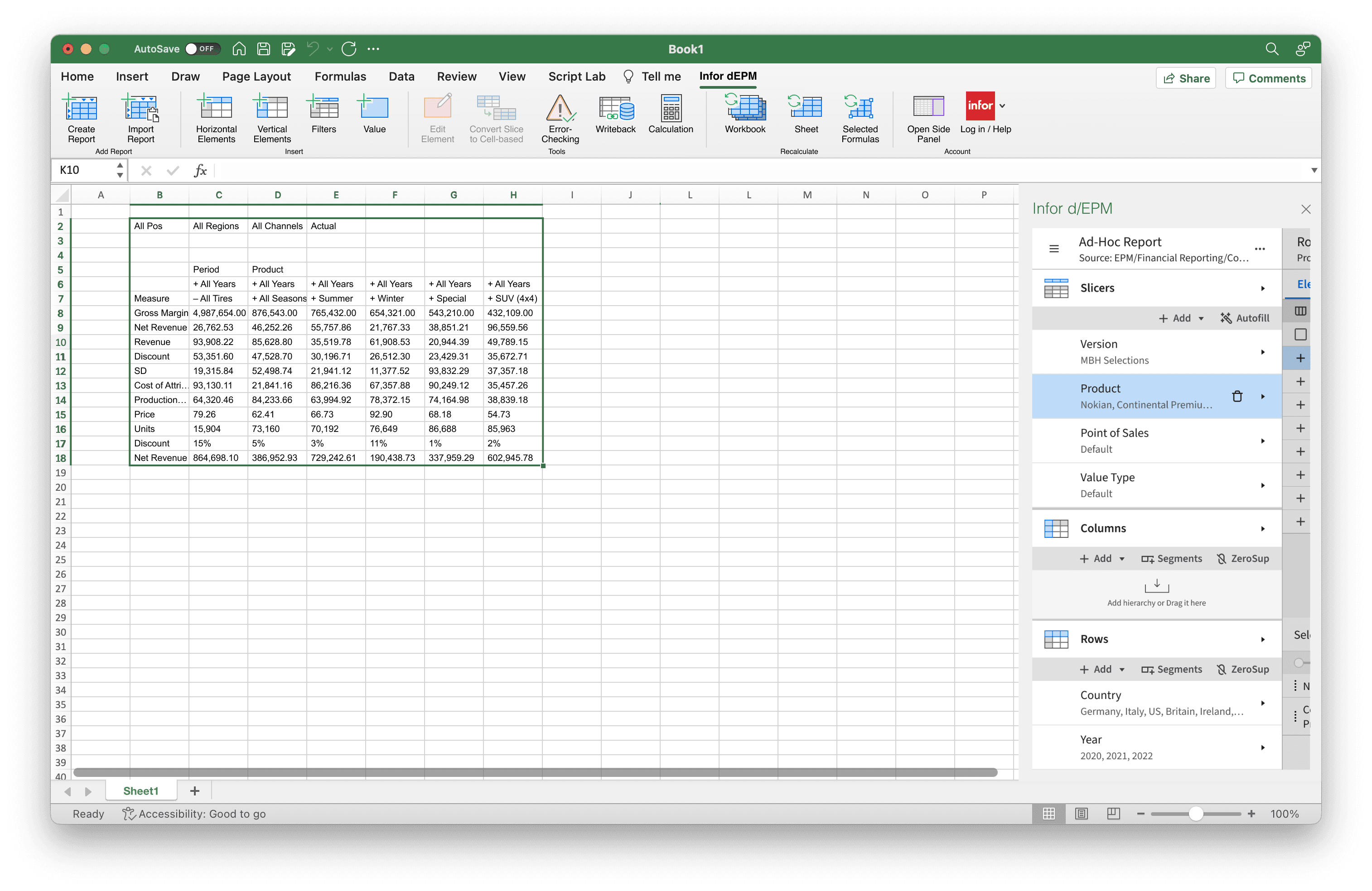 Infor EPM – MS Excel Plugin